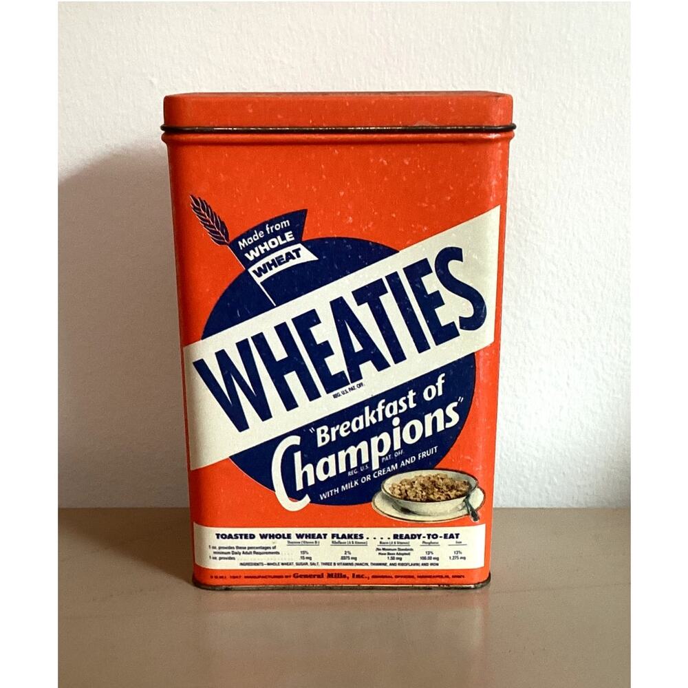 Wheaties Breakfast of Champions Tin Orange Can